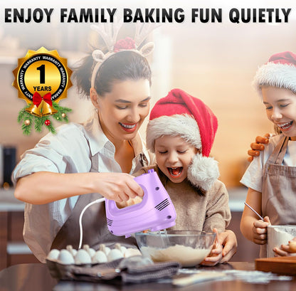 GUALIU Electric Hand Mixer, 304*(2* Beaters, 2* Dough Hooks), (1* Storage Bag) Handheld Mixer for Baking Cakes, Eggs, Cream Food Mixers, Turbo Boost /5 Speed Kitchen Blender PINK