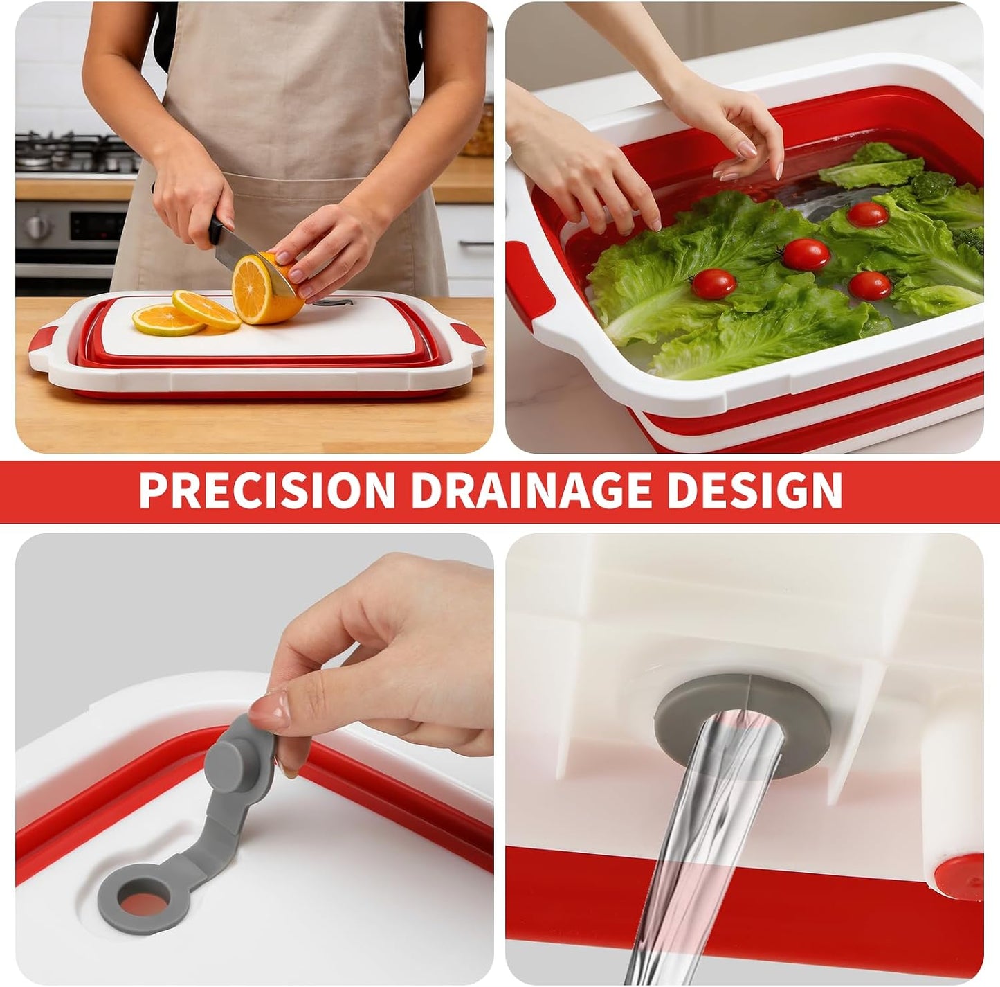 XUDAKAIXIN Collapsible BBQ Prep Tub for Meal Prep, Marinating,Food Storage, picnics, camping, barbecues,cutting fruits and vegetables - Includes Cutting Board and Locking Lid,(X-Large) Black