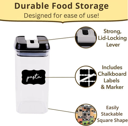 Simply Gourmet Airtight Flour and Sugar Containers with Lids – 3 Piece Kitchen Pantry Organization Set, BPA-Free Clear Plastic, Stackable Canisters for Baking Ingredients, Rice, Snacks, Cereal