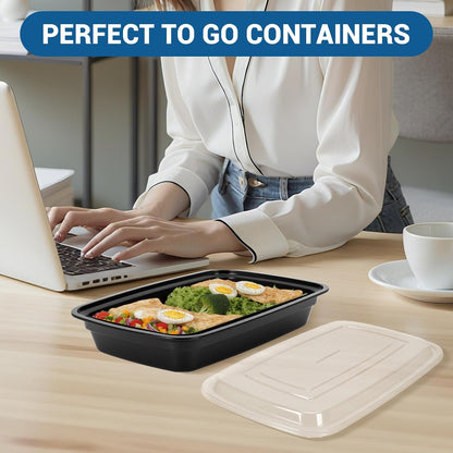 50-Pack 32 oz Reusable Meal Prep Containers 1 Compartment Food Storage Containers with Lids, Bento Box, Stackable, Microwave/Dishwasher/Freezer Safe, BPA Free