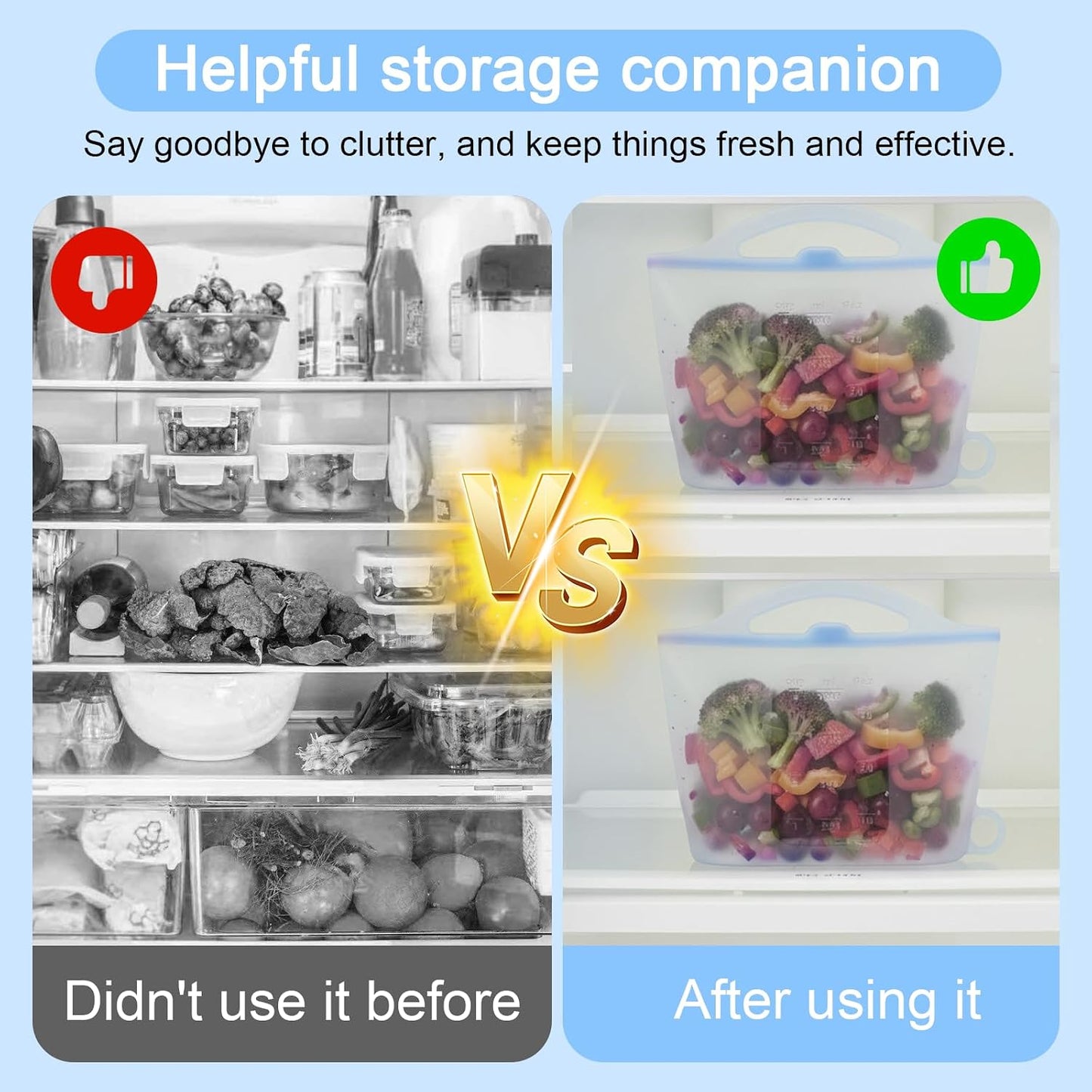 3-Piece Silicone Food Storage Containers Set Leakproof Reusable Kitchen Pantry Freezer Organization Stackable(Transparent)
