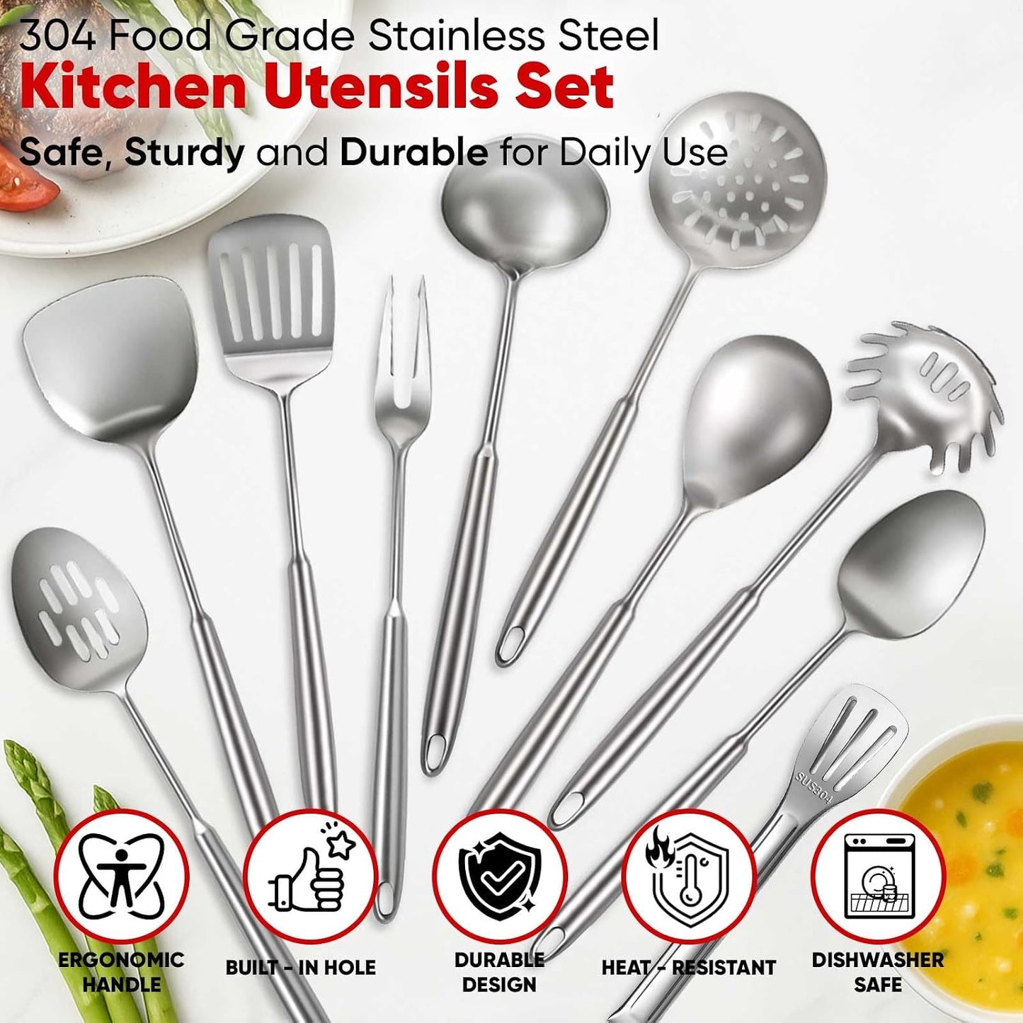 Newness Metal Fish Turner Spatula Stainless Steel for Kitchen Use, Small Griddle Egg Spatula, Flexible, Polished Metal, Corrosion Resistant, Kitchen Slotted Turner with Thin Edge Ideal for Turning,11"