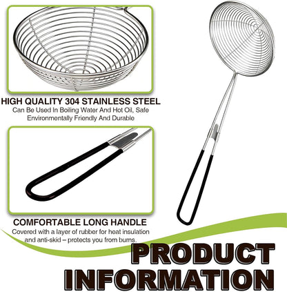6 Pieces Stainless Steel Spider Strainer Skimmer, 4 Inch Hot Pot Kit Strainer Scoops with Long Handle, Asian Skimmer Spoon Ladle for Boba Pearls, Pasta, Meatball, Cooking & Frying Food