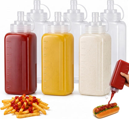 OAMCEG 20oz Condiment Squeeze Bottles, Plastic Sauce Bottles(0.6L)