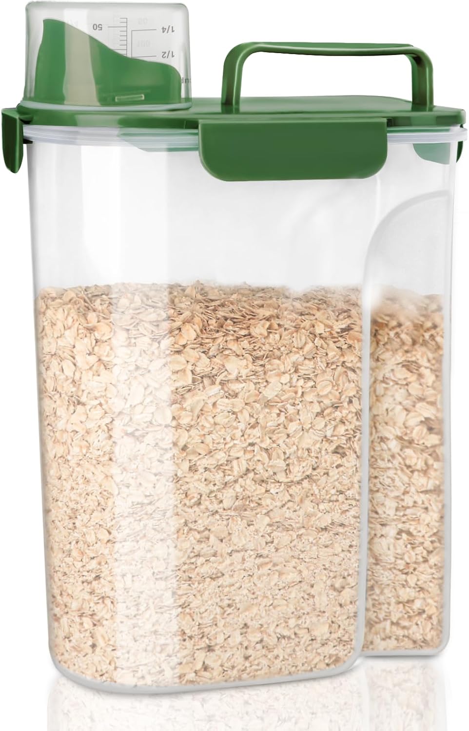 Komzon Rice Storage Containers, Rice dispenser with Pouring Spout Portable Handle for Flour, Pasta, Grain and Baking, Pet Dog Cat Bird Food Container 20 LB Grey