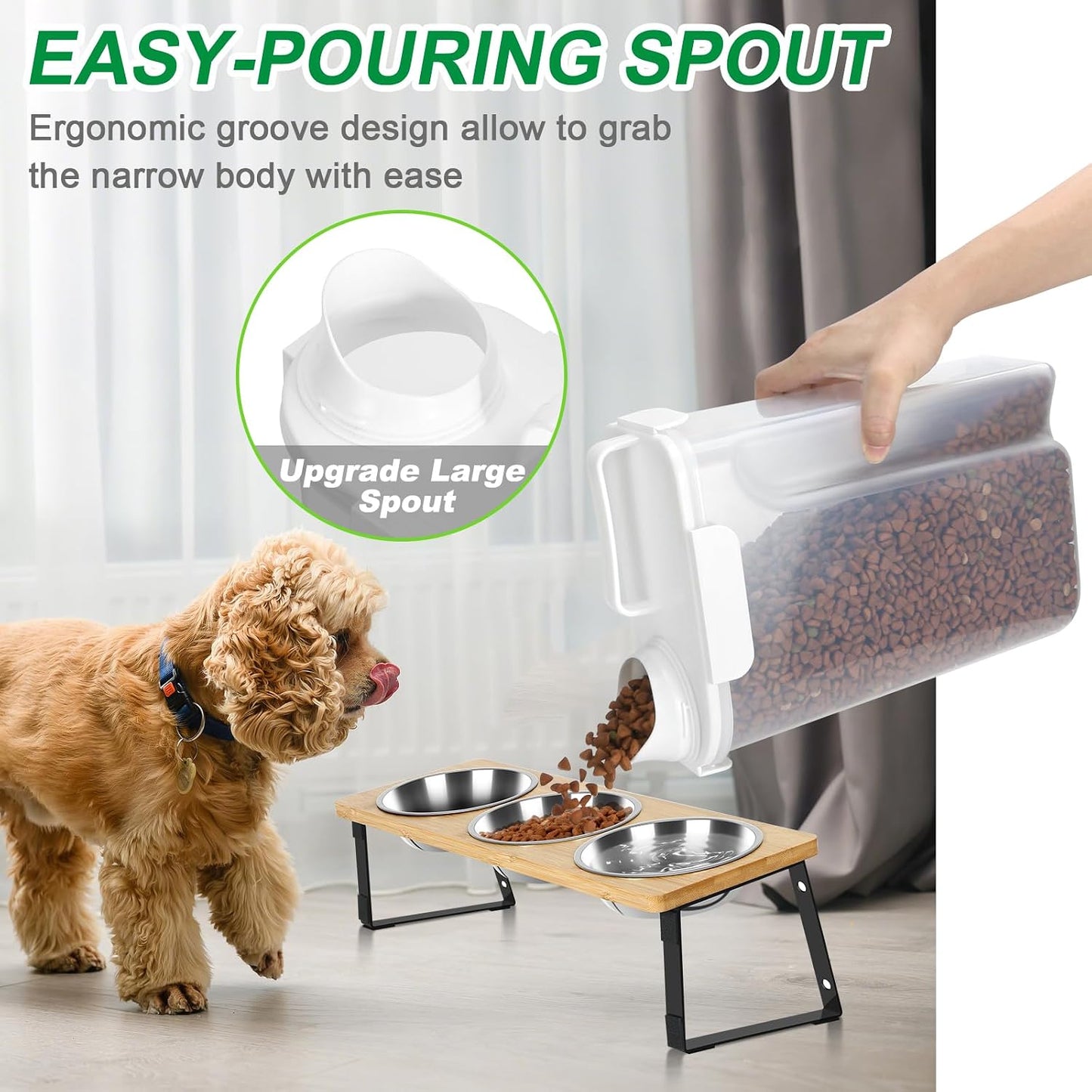 TBMax 10 Lbs Cat Dog Food Storage Container, 2026 Upgraded Large Pouring Container for Pet Food Storage, Bird Seed Dispenser, Portable Travel Kibble Holder -Dark Green