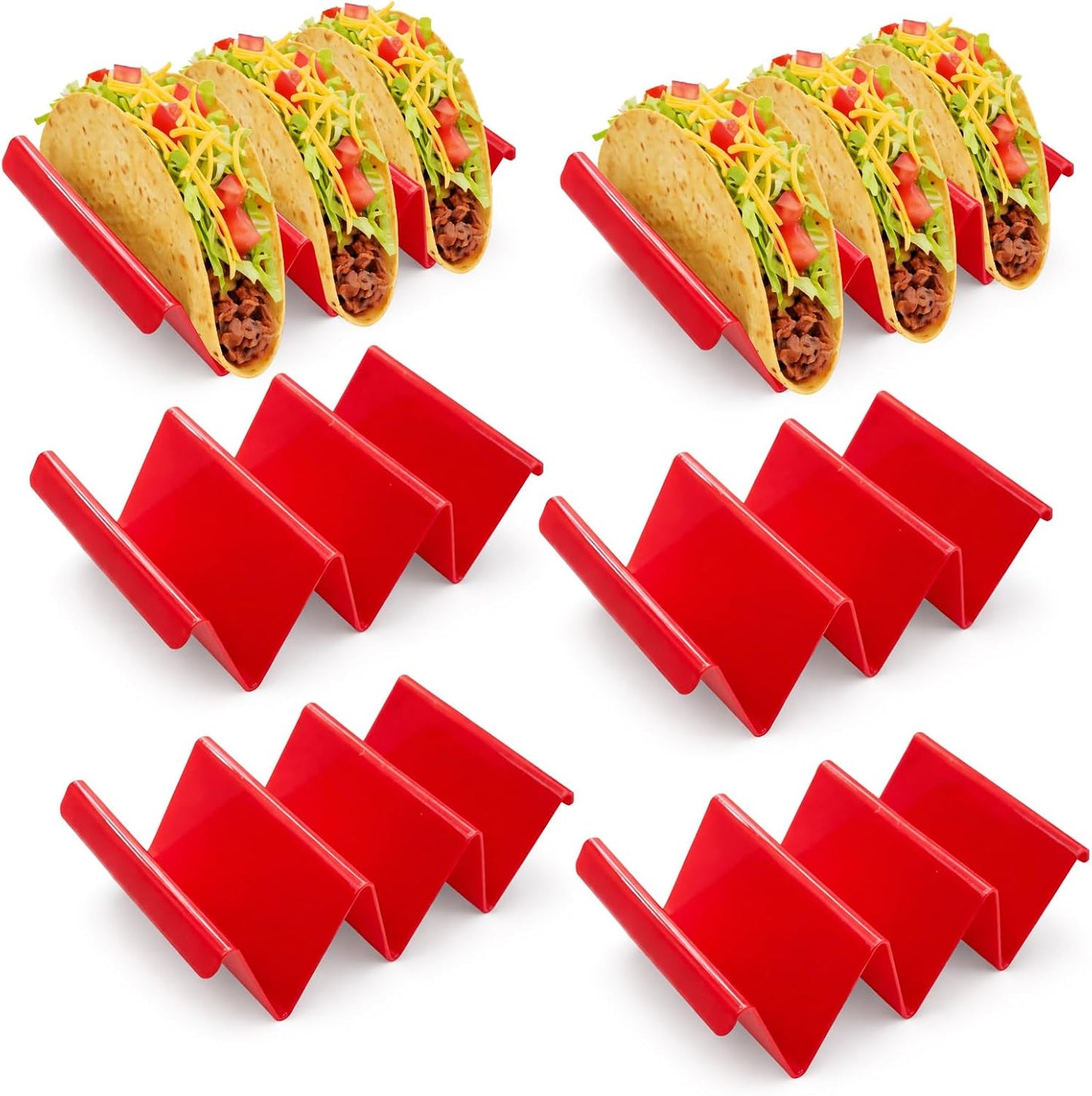 6 Pcs Taco Holder Stands Taco Tuesday Set, Holds Up to 3 Tacos, Premium PP Material Sturdy and Durable, Microwave or Dishwasher Top Rack (Yellow)