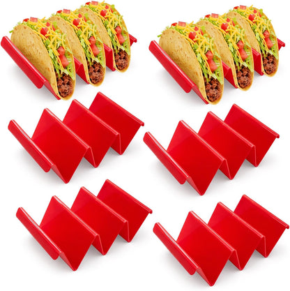 6 Pcs Taco Holder Stands Taco Tuesday Set, Holds Up to 3 Tacos, Premium PP Material Sturdy and Durable, Microwave or Dishwasher Top Rack (Yellow)
