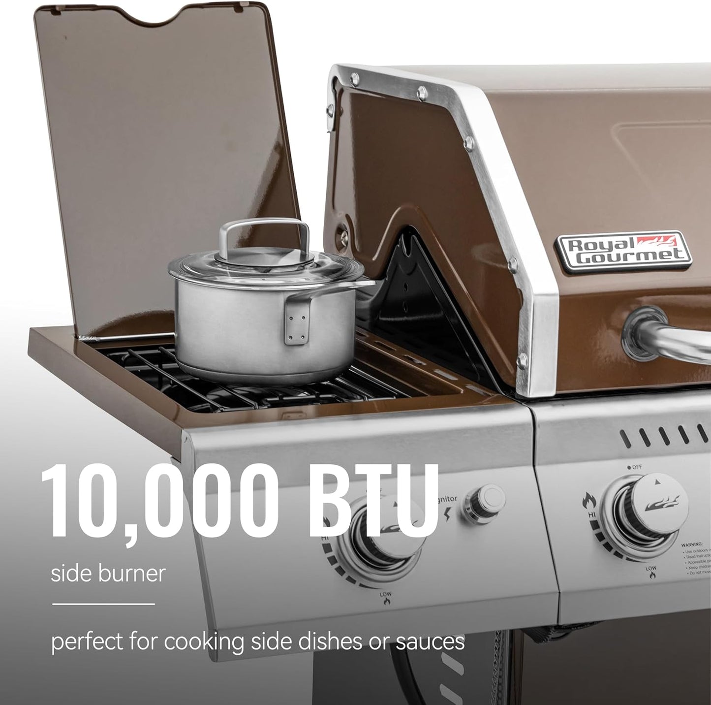 Royal Gourmet GA6402S 6-Burner Propane Gas Grill with Side Burner and Warming Rack, 74,000 BTUs, Cabinet Style Outdoor BBQ Grill for Barbecue Grilling & Backyard Cooking, Silver