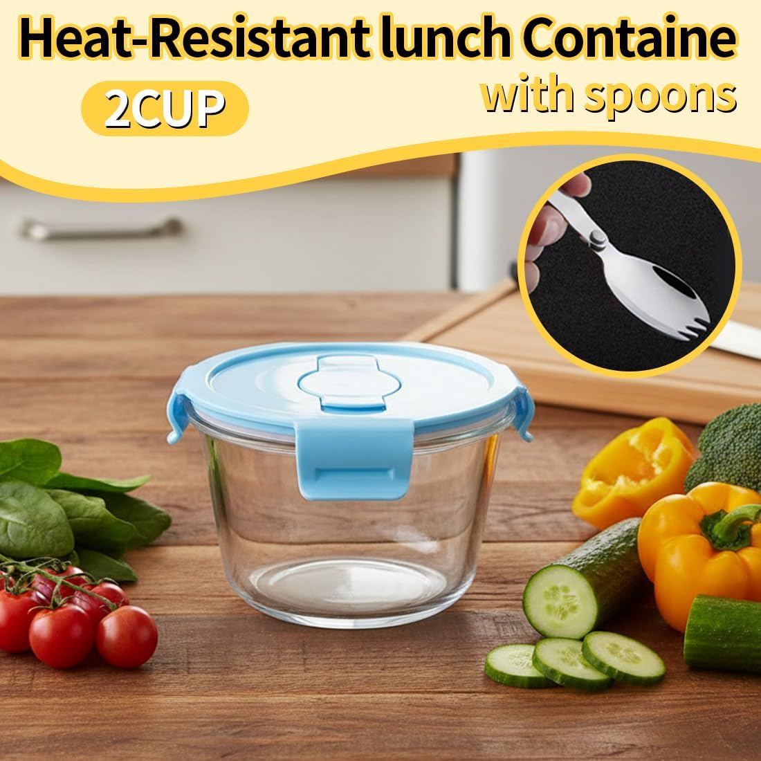 Small Round Glass Food Storage Containers with Lids, 1.5 Cup Round Food Containers set BPA-Free, 12oz Glass Lunch Bowls for Soup Leftover, Microwave, Dishwasher and Freezer Safe (4pack)
