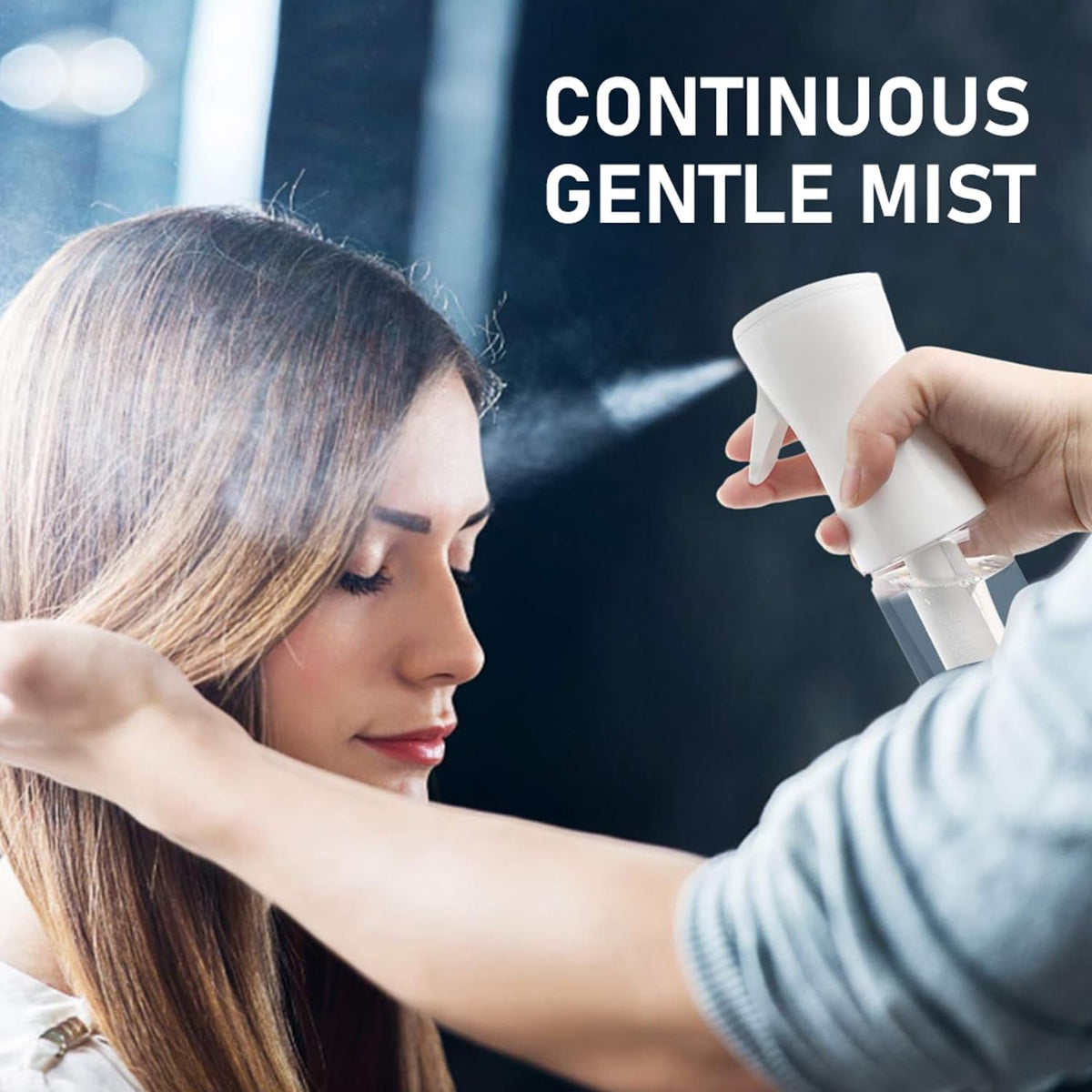 Continuous Spray Bottle for Hair, Refillable Gentle Mister (2 Pack, 6.8 Oz)