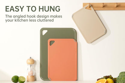 THETCHRY Plastic Cutting Board Set of 4, Extra Large Cutting Board for Kitchen with Non-Slip, Large -Small Chopping Board for Cooking, Bpa Free, with Grip Handle,Green