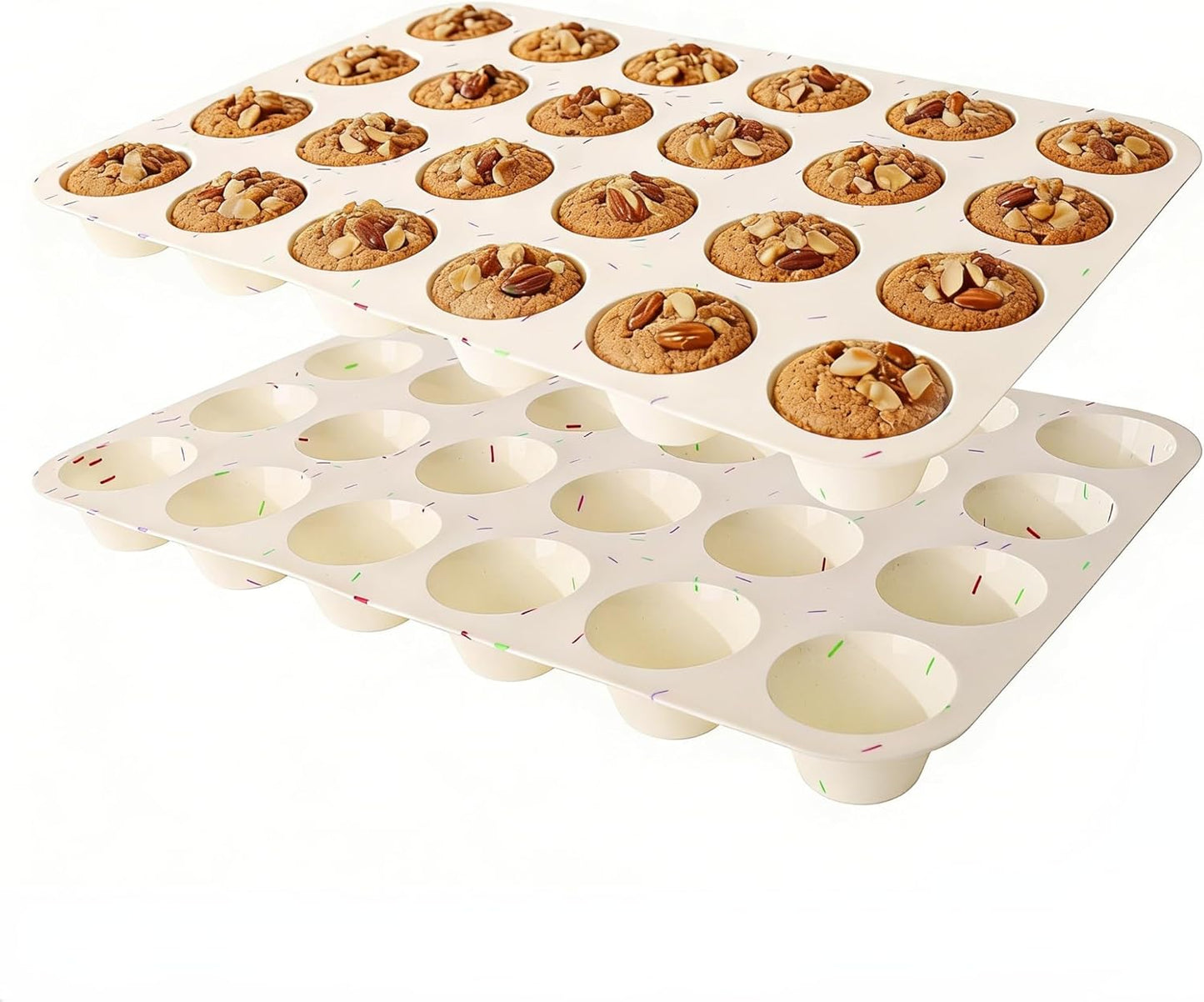 Silicone Muffin Pans for Baking Nonstick 2 Pcs, 12 Cup Regular Cupcake Pan, Food-Grade Silicone Baking Molds for Cupcakes, Egg Bites, Freezer, White