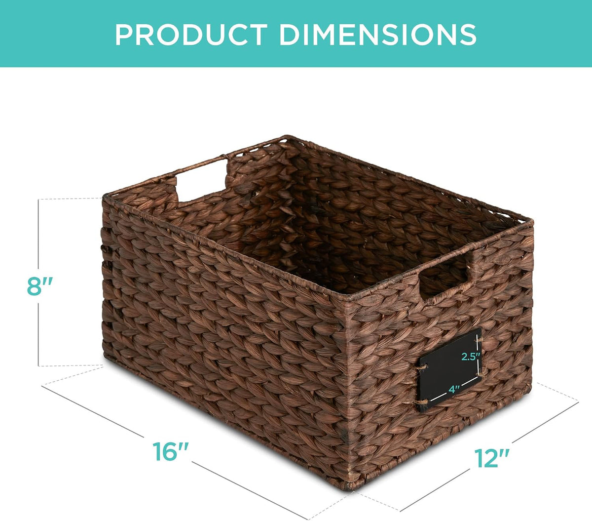 Best Choice Products Set of 4 9x12in Water Hyacinth Pantry Baskets, Woven Organizers w/Chalkboard Label, Chalk Marker - Natural