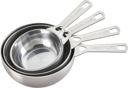 Le Creuset Stainless Steel Batch-Baking Measuring Cups, Set of 4 | Set includes: 2/3, 3/4, 1.5 and 2 cups