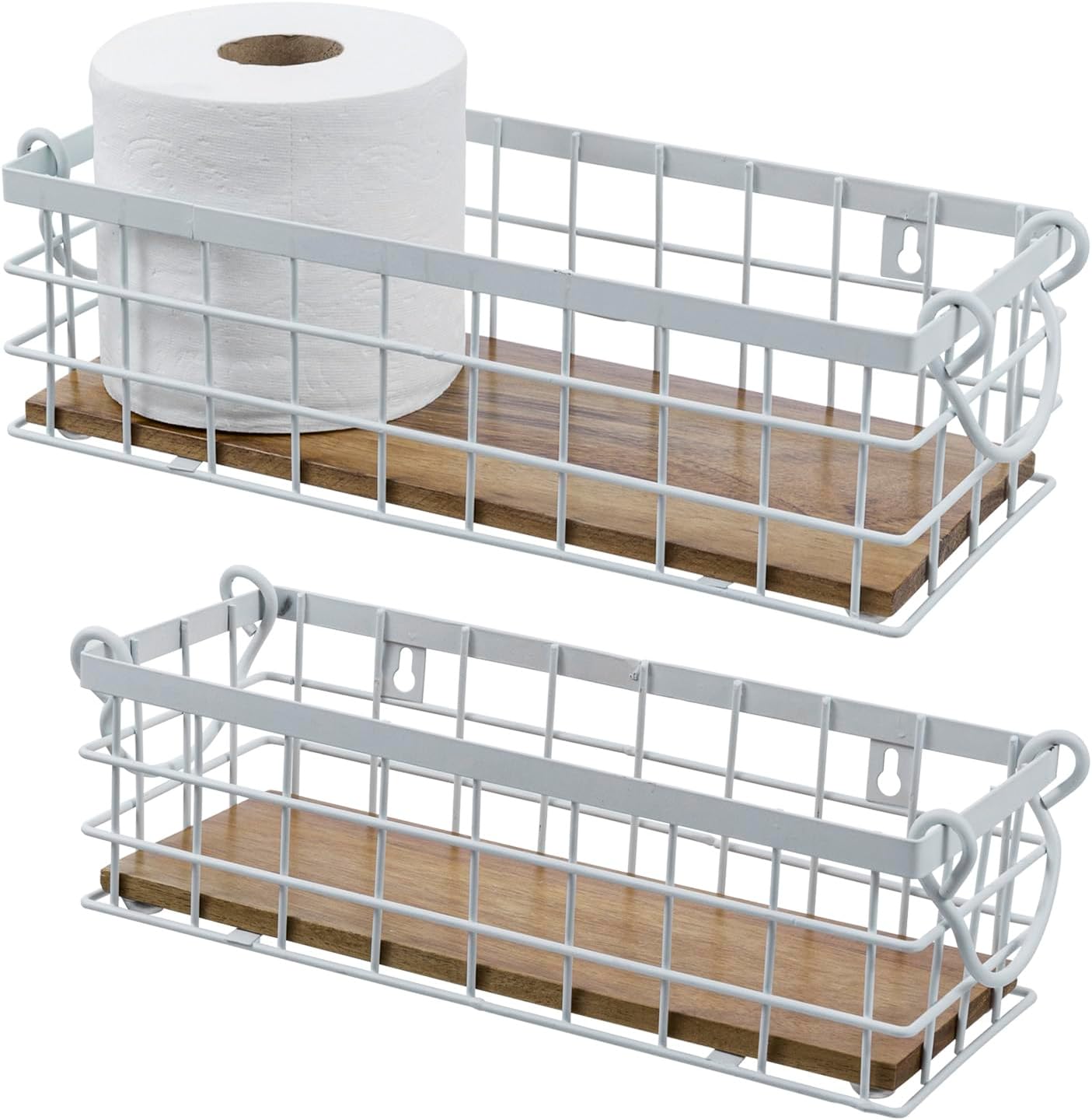 MyGift Set of 2 Black Wire Baskets for Organizing – Storage Baskets/Pantry Baskets for Shelves & Wall
