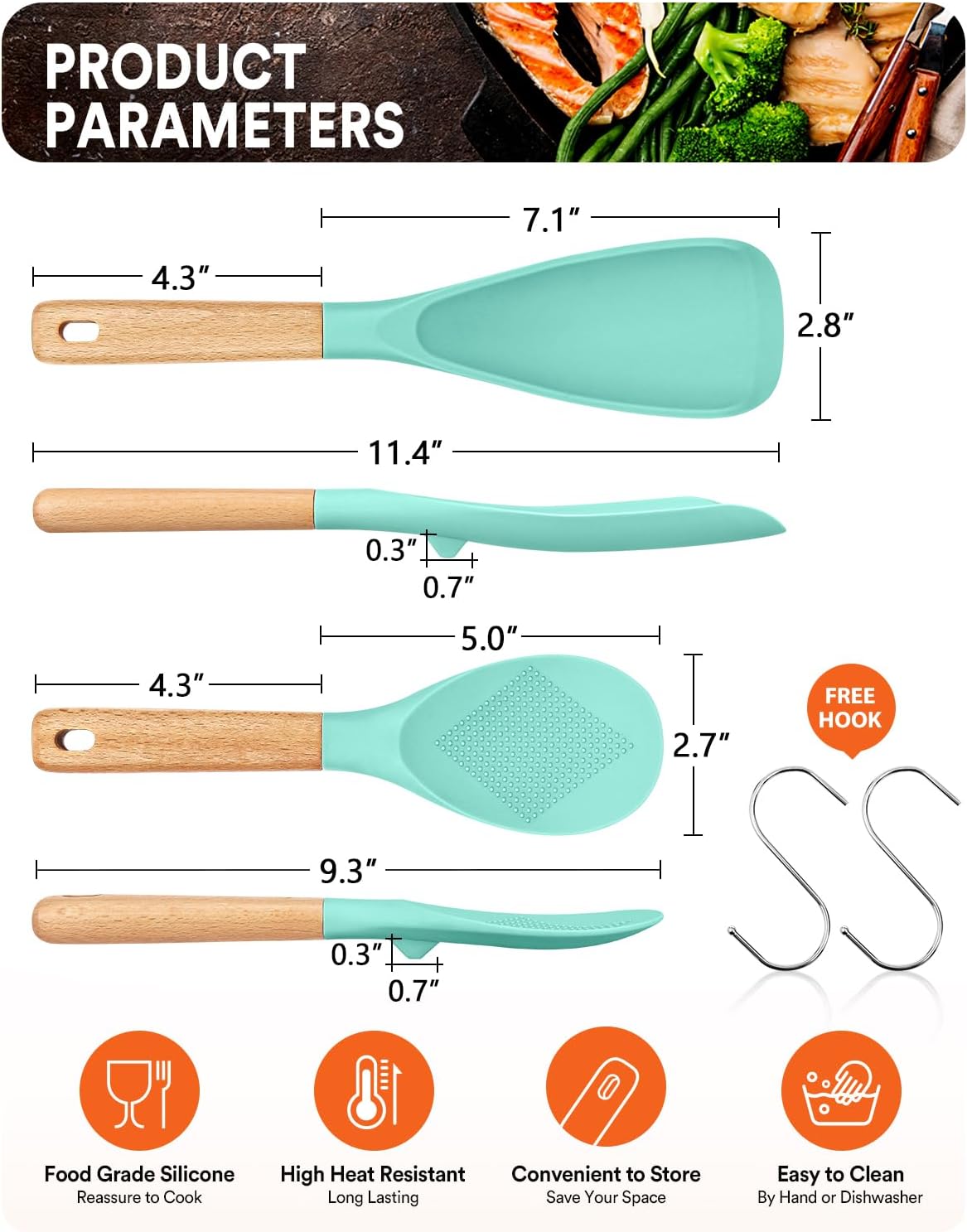 Badiano Cooking Spoon and Rice Scooper for Nonstick Cookware,Multi-function