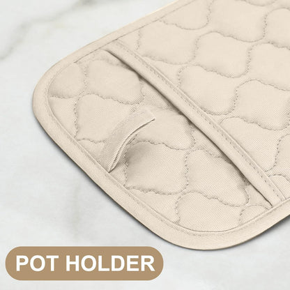 Oven Mitts Kitchen Towels and Dishcloths Pot Holders Sets, Oven Gloves Kitchen Dish Towels 500 Degree Heat Resistant Potholders with Non-Slip Silicone Surface for Cooking, Grilling, Baking-Gray