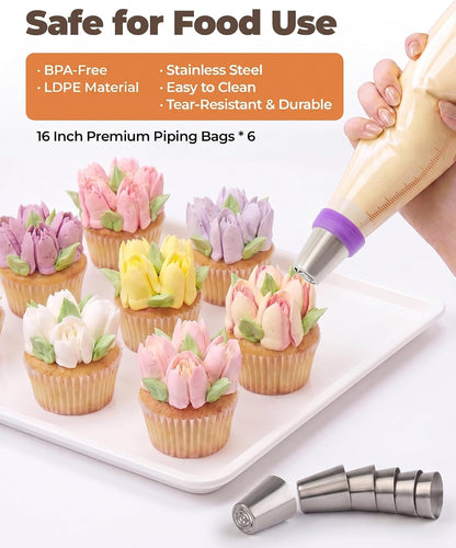Bake Choice 46 Pcs Russian Piping Tips Set, Stainless Steel