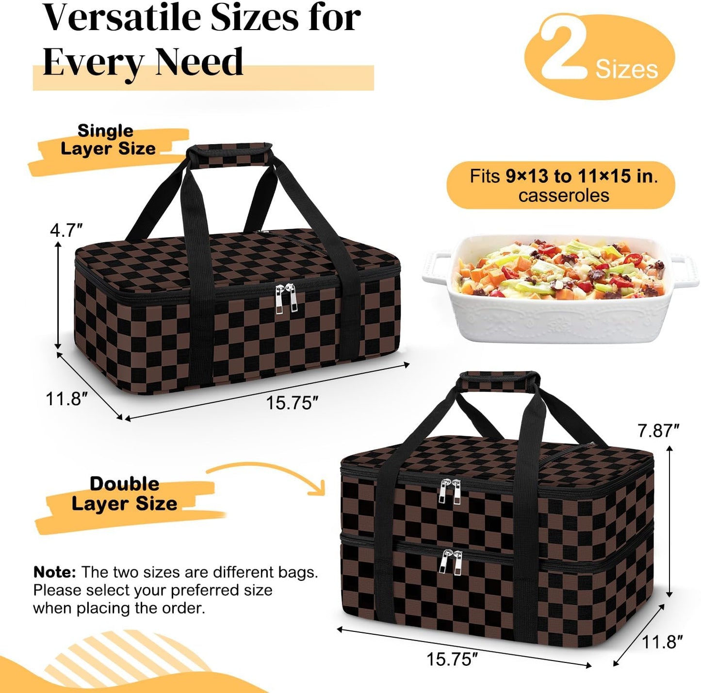 Coobiiya Insulated Casserole Carrier,Lasagna Lugger Tote Keeps Food Hot or Cold,Thermal Lunch Bag Warmer & Cooler Carrier Bag,Portable Tote Bag Fits 9" x 13" Baking Dish for Picnic and Cookout