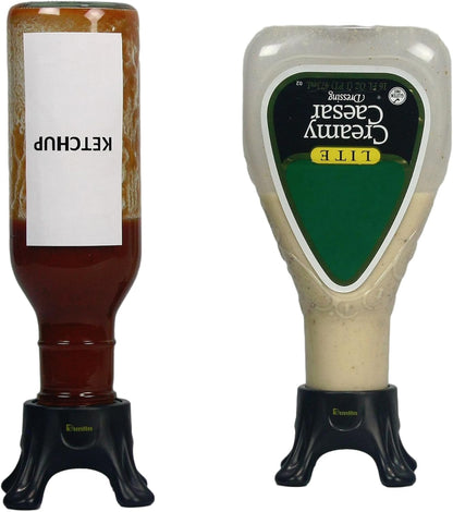 Dunlin - Condiment Bottle Holder (CBH) Deluxe - 1 Small (CBH 500) and 1 Large (CBH 1000), Matte Black - Upside Down Bottle Emptying Holders