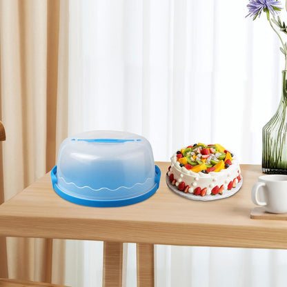 MagiDeal Cake Carrier,Cake Keeper Stand,Fits 10 inch Cake,Holds Pies,Round Cupcake Storage,with Lid and Handle,Cake Storage Container, green, 28.7cmx13cm