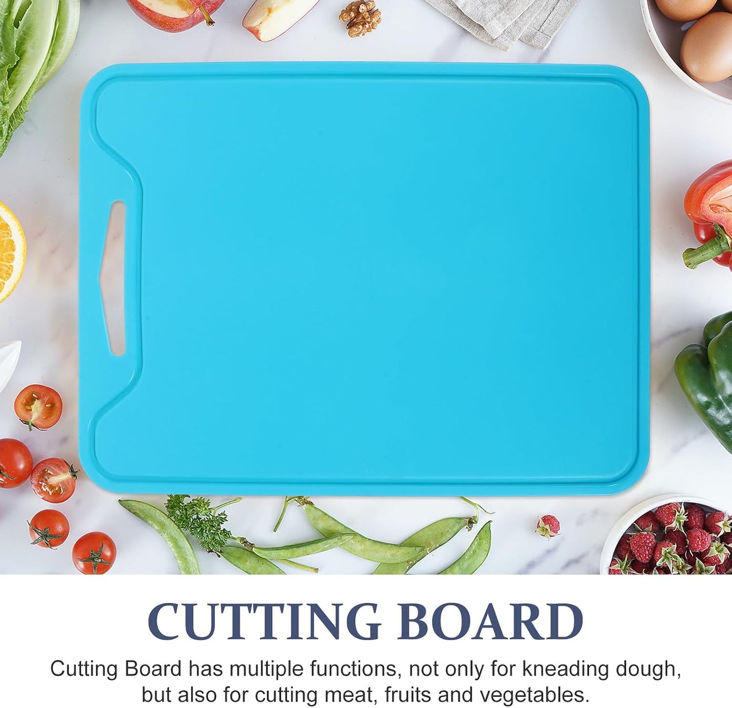 Foldable Non-slip Silicone Cutting Board Kitchen Food Prep Mat Household Fruit and Meat Chopping Board for Indoor and Outdoor Use, Blue