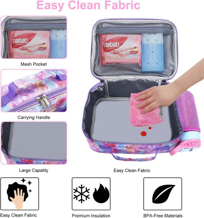 RHCPFOVR Kids Lunch Bag - Insulated Lunch Box for Boys Girls,Washable Lunch Bag and Reusable Toddler Leak-proof Lunchbox for School and Daycare - Colors B