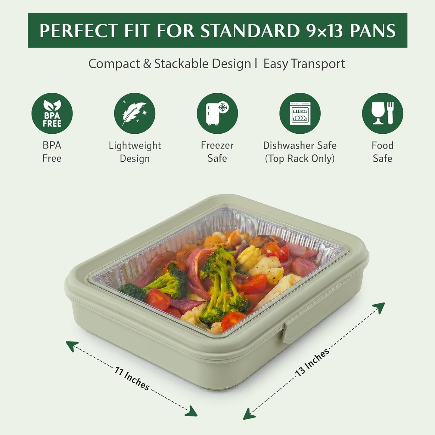 9x13 Pan Carrier with Aluminum Foil Pan – Insulated Food Carrier for Casseroles, Lasagna & Hot/Cold Dishes, Decorative Tabletop Serving Container with Lid for Parties, BBQ, Catering, Travel & Potlucks