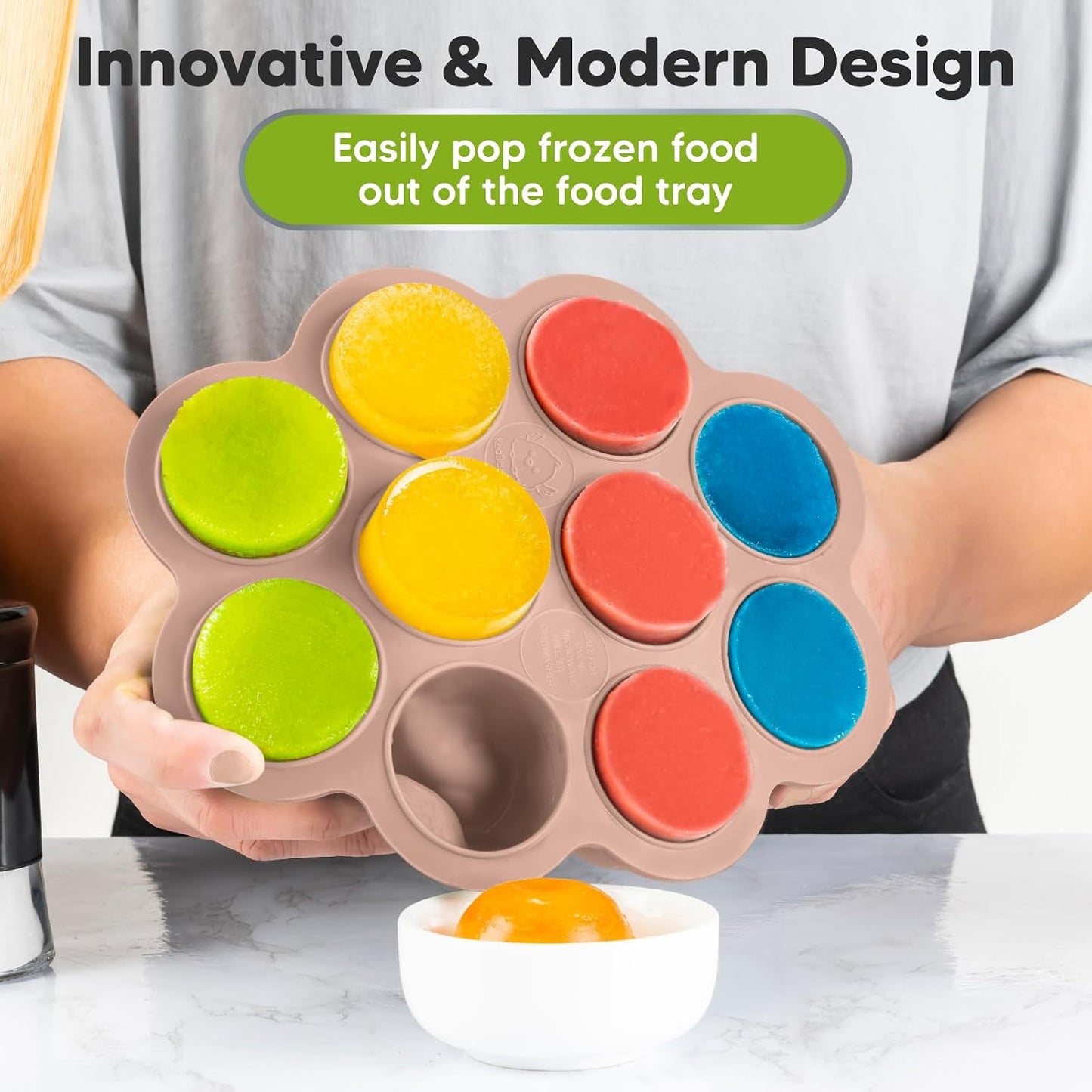 KeaBabies Silicone Food Freezer Trays with Lid, 2oz x 10 Pods Baby Food Storage Containers, Easy Puree Meal Prep, Breast Milk Silicone Freezer Molds, Dishwasher, Microwave Safe, BPA-Free (Slate)