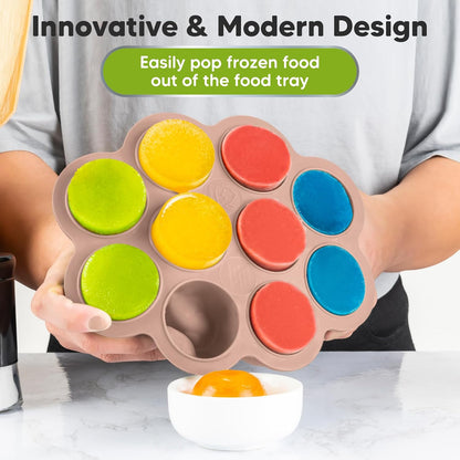 KeaBabies Silicone Food Freezer Trays with Lid, 2oz x 10 Pods Baby Food Storage Containers, Easy Puree Meal Prep, Breast Milk Silicone Freezer Molds, Dishwasher, Microwave Safe, BPA-Free (Slate)