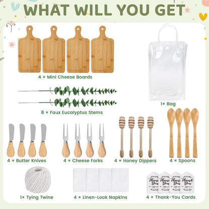 6 Sets Baby Shower Game Prizes for Winner Bamboo Mini Cheese Cutting Charcuterie Board Gift Set Bridal Shower Gifts for Guests Classy Favors (6 Sets)