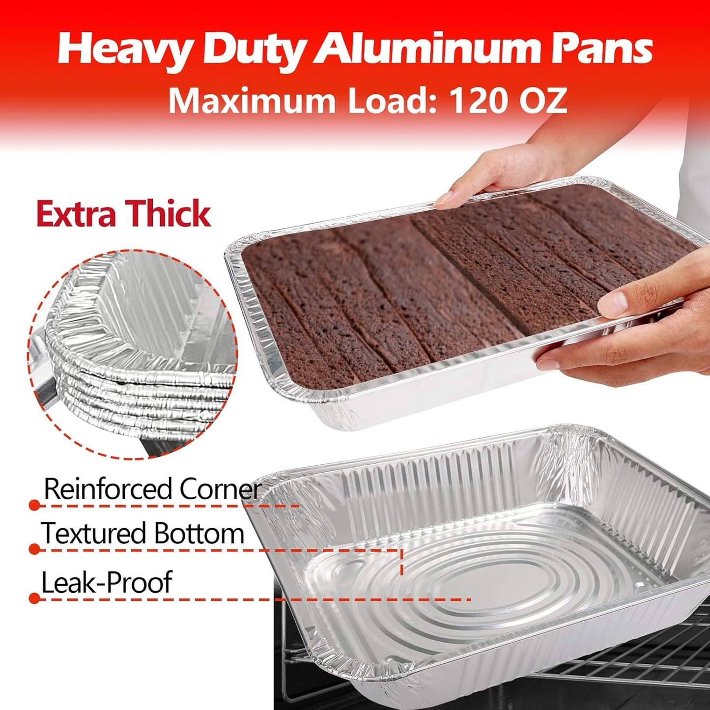 9x13 Aluminum Foil Pans with Lid, 10 Pack Disposable Trays Half Size Heavy Duty Tin Pans Deep Food Containers For Cooking, Meal Prep, Baking, Roasting, Chafing, Heating or Steam Table