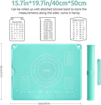 U-Taste Silicone Pastry Mat, Dough Rolling Baking Sheet, 28x20"/Transparent