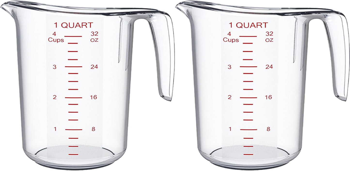 DaYammi Measuring Cups 3-Piece, Unbreakable Food-Grade Plastic Measuring Cup for Dishwasher, 1/2/4-Cup Nesting Liquid Measuring Cups for Prepping, Baking, Cooking, Readable Markings, Clear