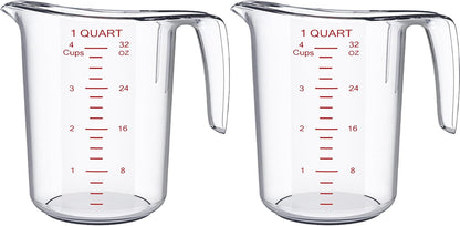 DaYammi Measuring Cups 3-Piece, Unbreakable Food-Grade Plastic Measuring Cup for Dishwasher, 1/2/4-Cup Nesting Liquid Measuring Cups for Prepping, Baking, Cooking, Readable Markings, Clear
