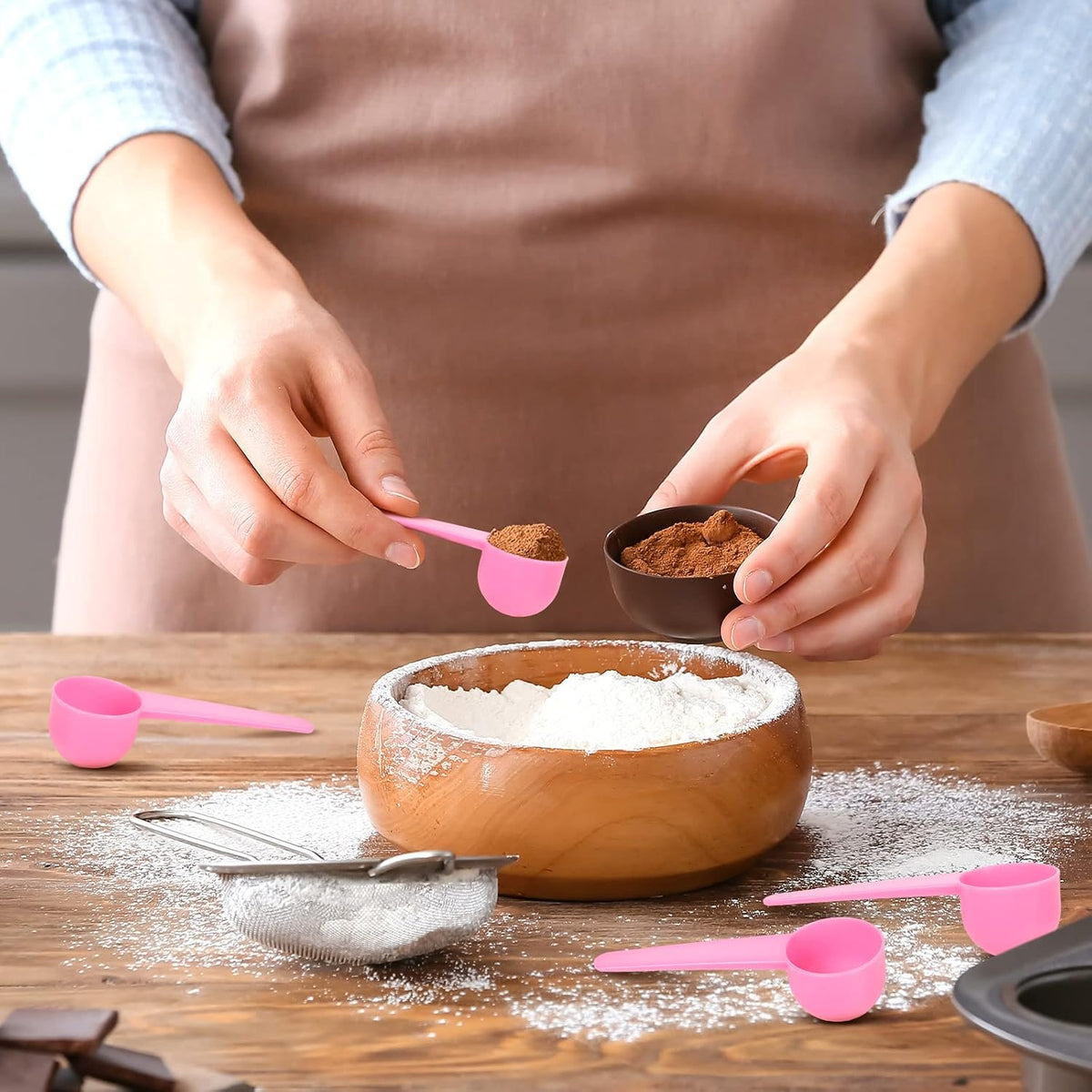 Meanplan Plastic Tablespoons Measuring Spoons, Pink