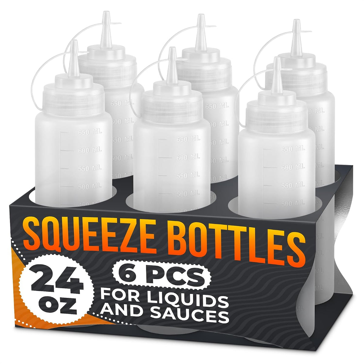 BURIUS Inverted Condiment Squeeze Bottles 16 oz for Sauces, Honey