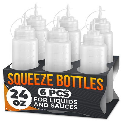 BURIUS Inverted Condiment Squeeze Bottles 16 oz for Sauces, Honey
