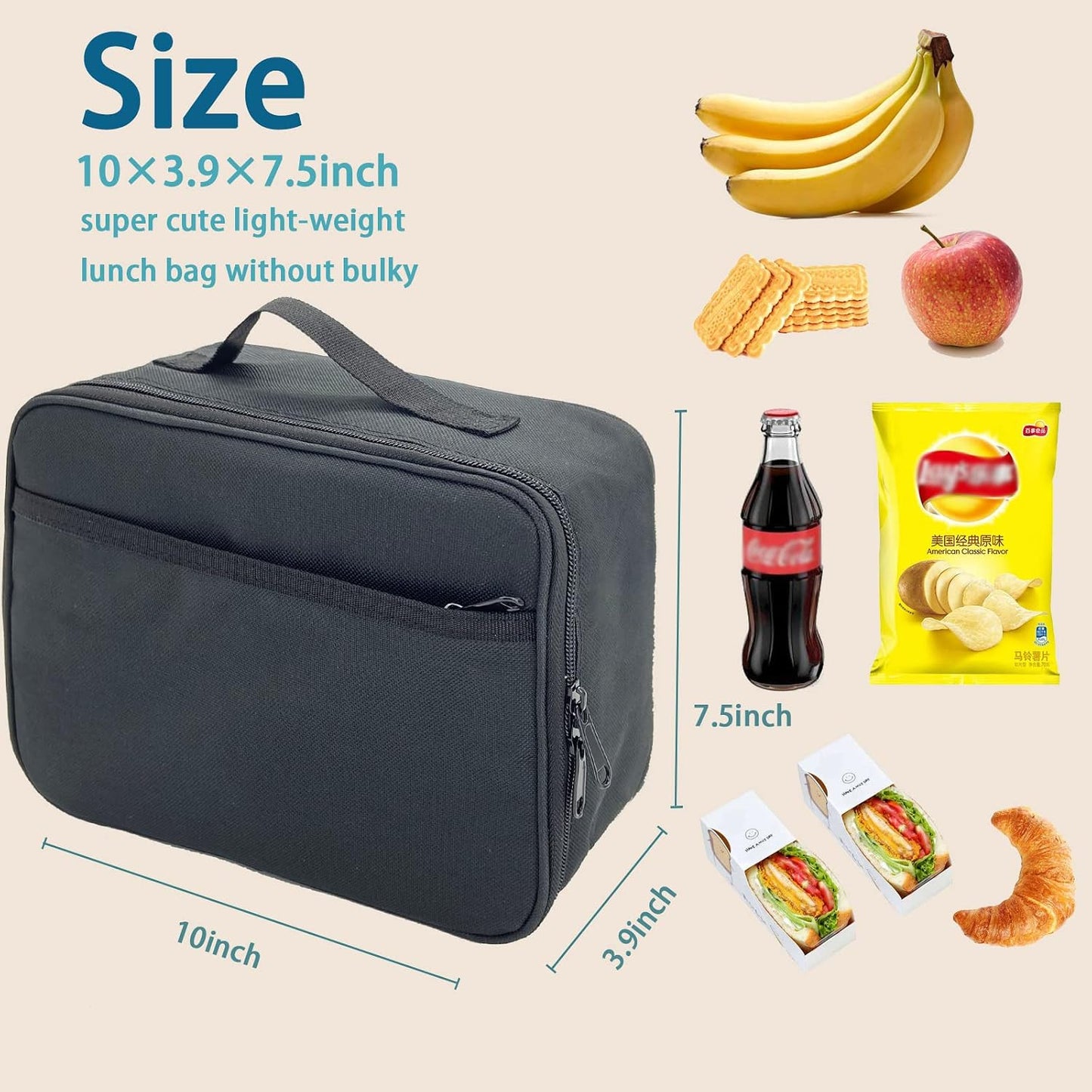 Kulle Space Lunch Box for Kids, Insulated Lunch Bag for Boys, Large Capacity Thermal Tote for School, Office, Daycare - Rocket Design, Washable & Leakproof
