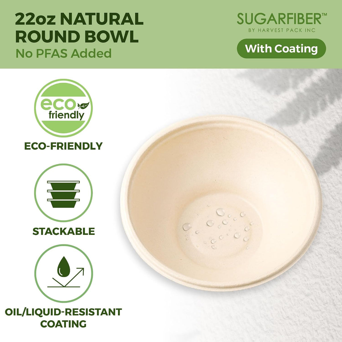 32oz Compostable Paper Bowls Disposable Round Natural Soup Bowls, 50 Count