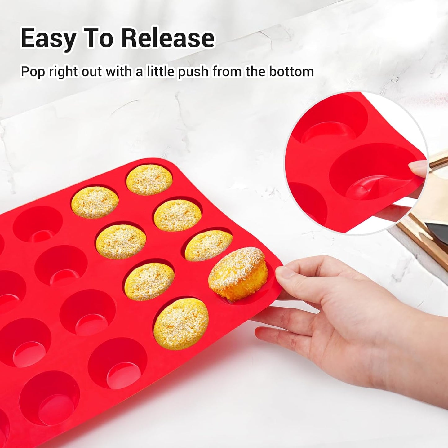 Redfly 2 Pack Silicone Muffin Pans for Baking & Cupcake Pan - 12 Cup Regular Size Silicone Molds, BPA Free Egg Bites Mold