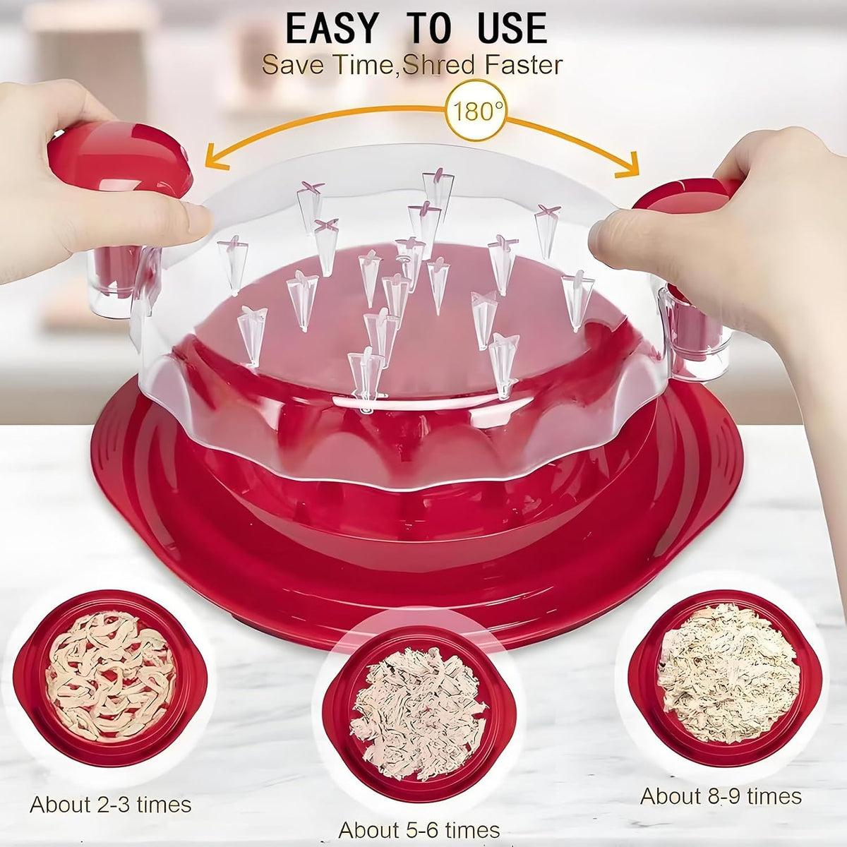 Chicken Shredder,Manual Meat Grinder,Pet Food Aid,High Resistance To 356 ° F,Free Of Bisphenol A,Strong Anti Slip,Easy To Use,Specially Designed For Grinding Meat And Vegetables(Red)