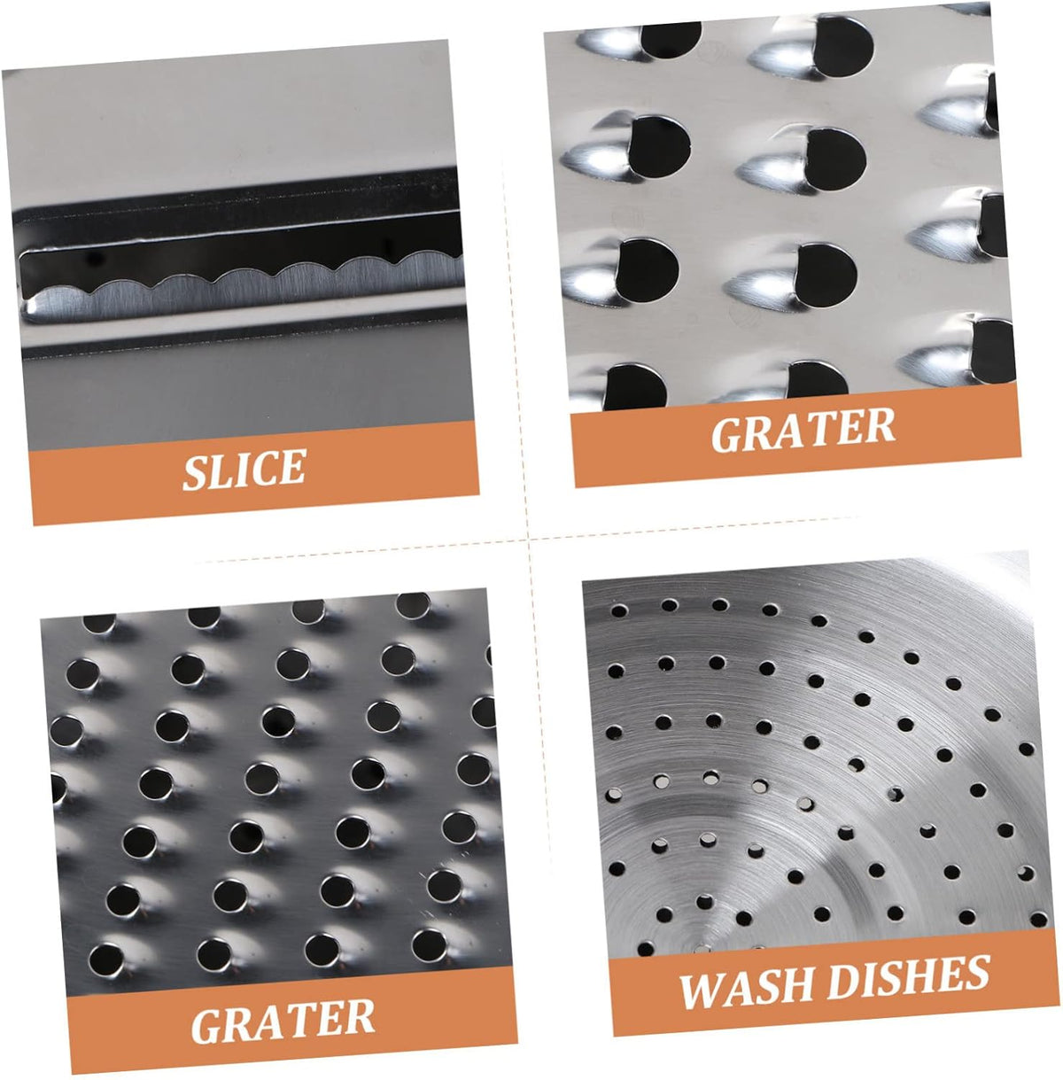 Stainless Steel Grater with Bowl Multiuse Strainer Shredder Slicer for Vegetable Prep Rice Washing Draining and Chopping Portable Kitchen Tool for Home