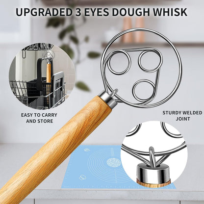 TEEVEA Danish Dough Whisk, Stainless Steel for Sourdough Bread