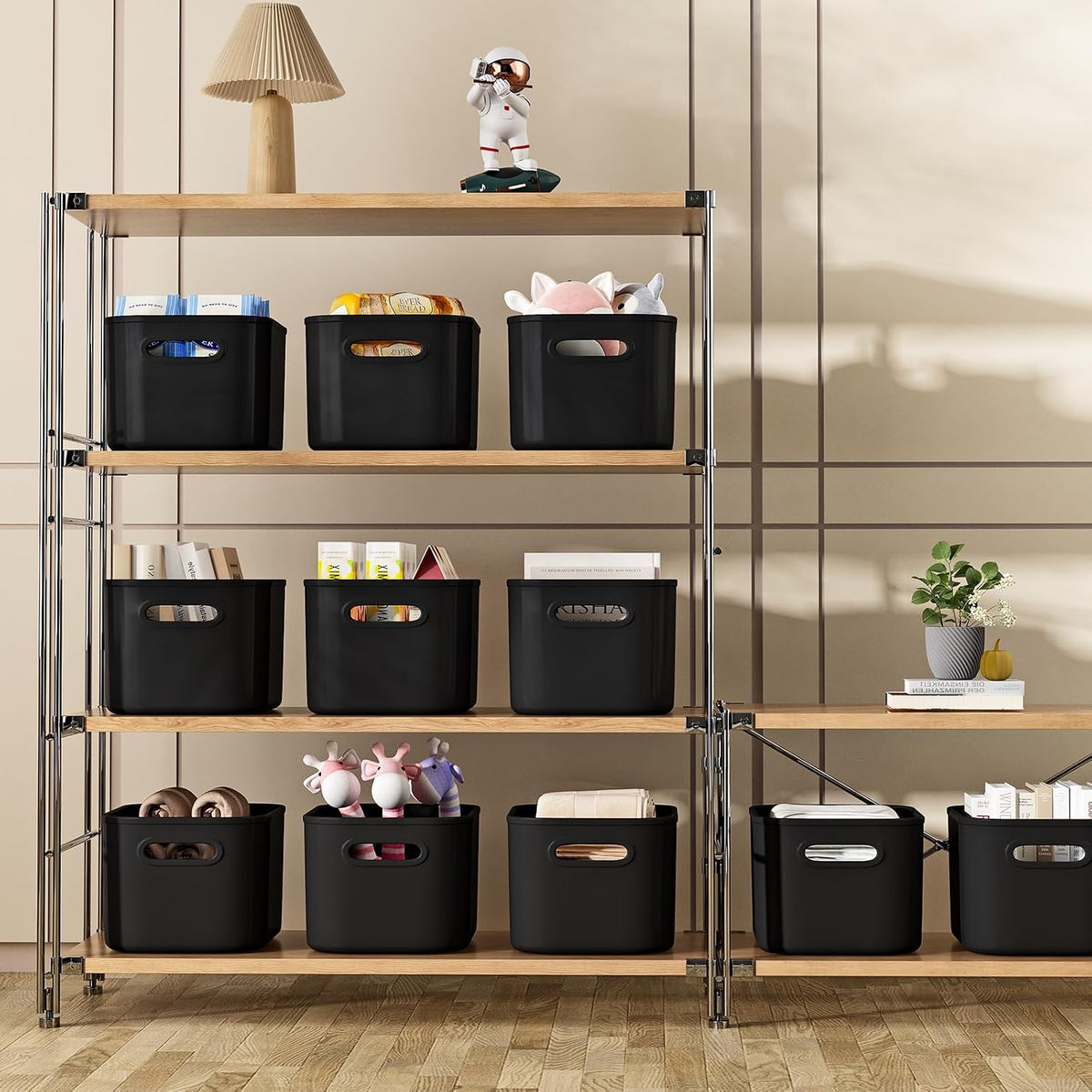 8 Pack White Storage Bins with Lids for Shelves, White Storage Containers with Lids for Organizing, Storage Box with Handle, Stackable White Plastic Bin for Classroom, Craft, Snacks