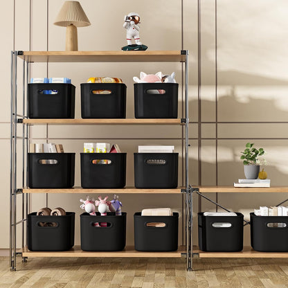 8 Pack White Storage Bins with Lids for Shelves, White Storage Containers with Lids for Organizing, Storage Box with Handle, Stackable White Plastic Bin for Classroom, Craft, Snacks