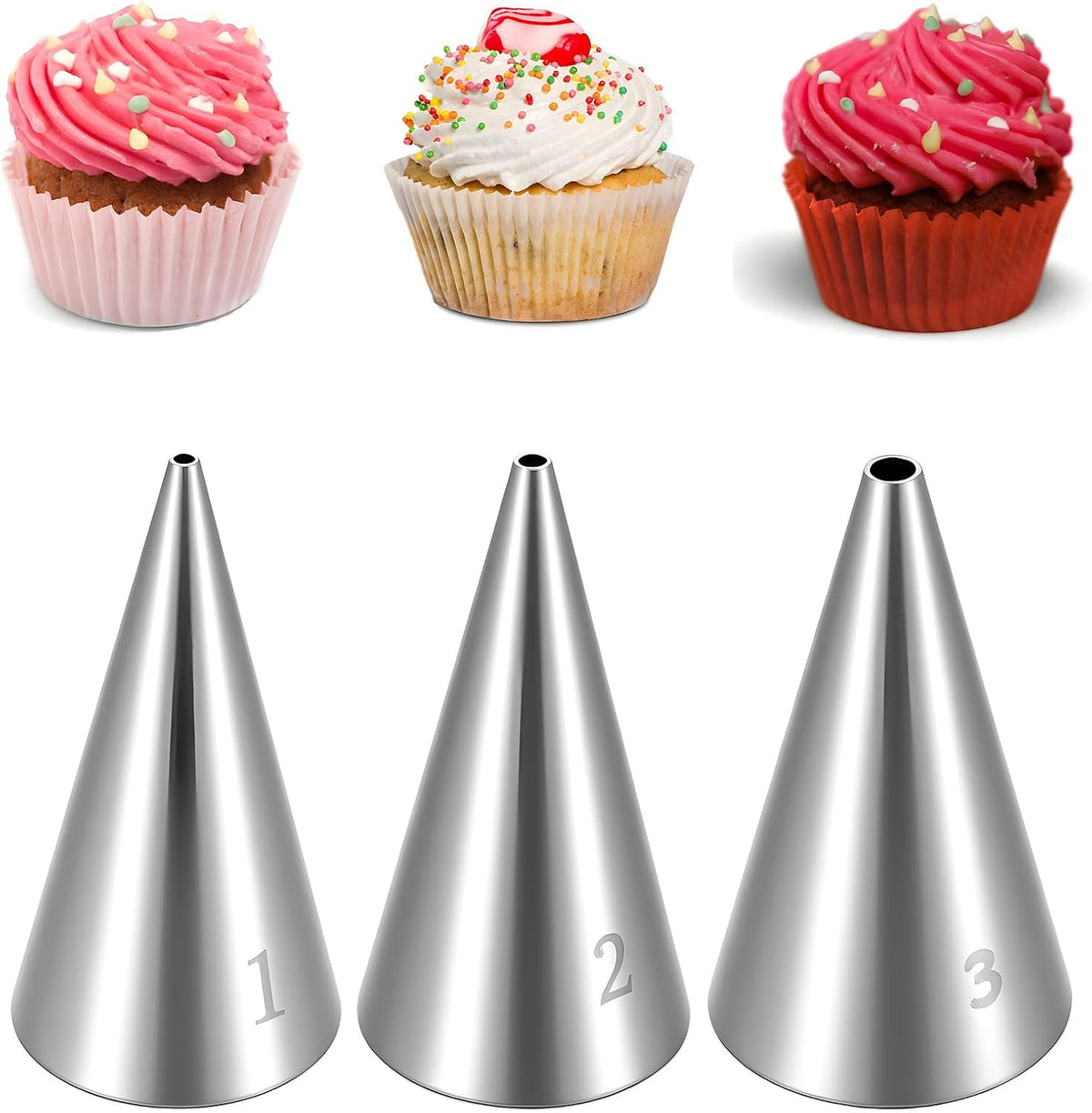 3Pcs 1 2 3 Cake Piping Tips, Cake Decorating Supplies Piping Tips, Piping Nozzles Decorating Tips, Baking Tools For Buttercream, Icing, Birthday Cake, Cupcake, DIY Art