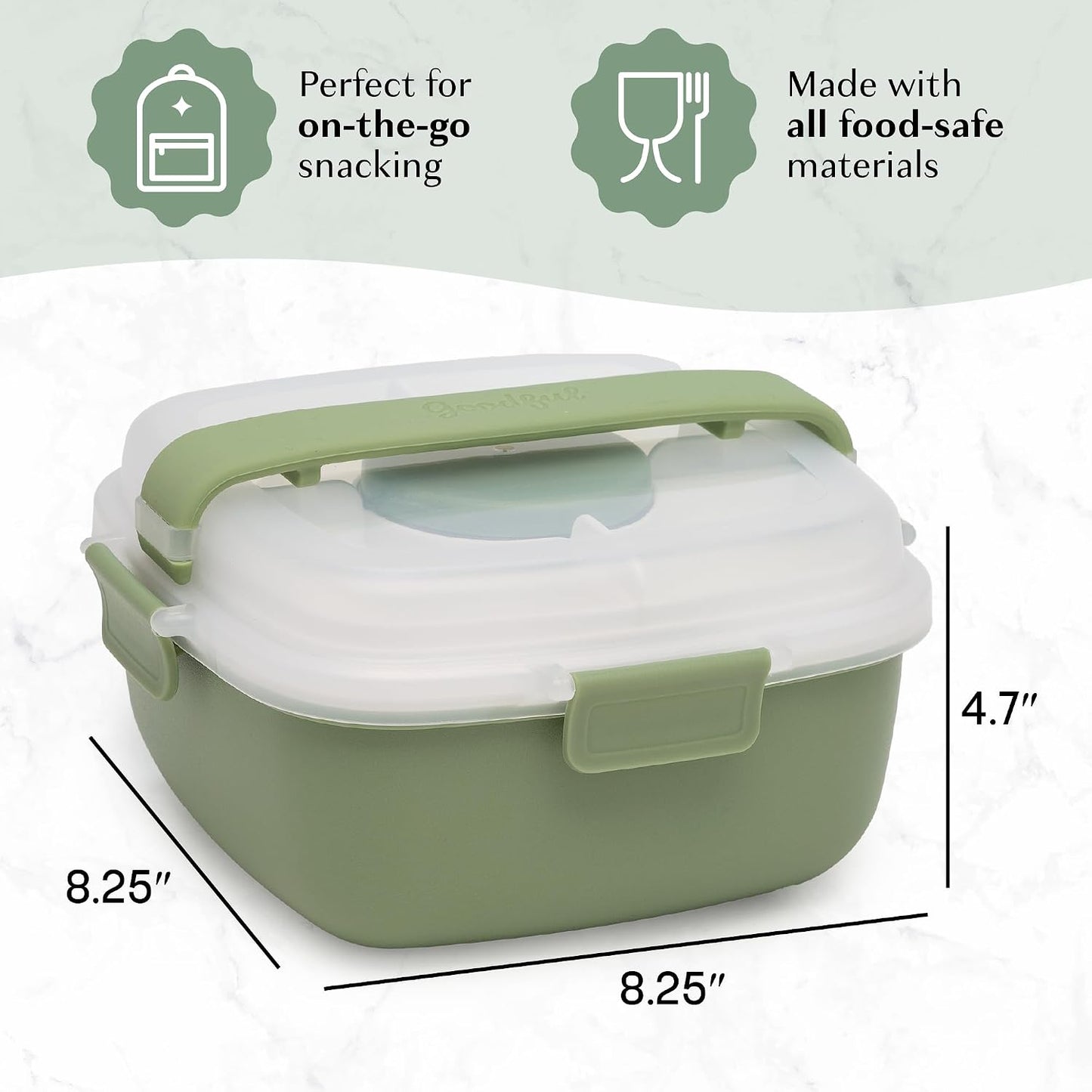 Goodful Stackable Lunch Box Container, Bento Style Food Storage with Removeable Compartments for Sandwich, Snacks, Toppings & Dressing, Leak-Proof and Made without BPA, 56-Ounce, Blue