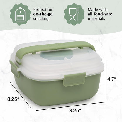 Goodful Stackable Lunch Box Container, Bento Style Food Storage with Removeable Compartments for Sandwich, Snacks, Toppings & Dressing, Leak-Proof and Made without BPA, 56-Ounce, Blue